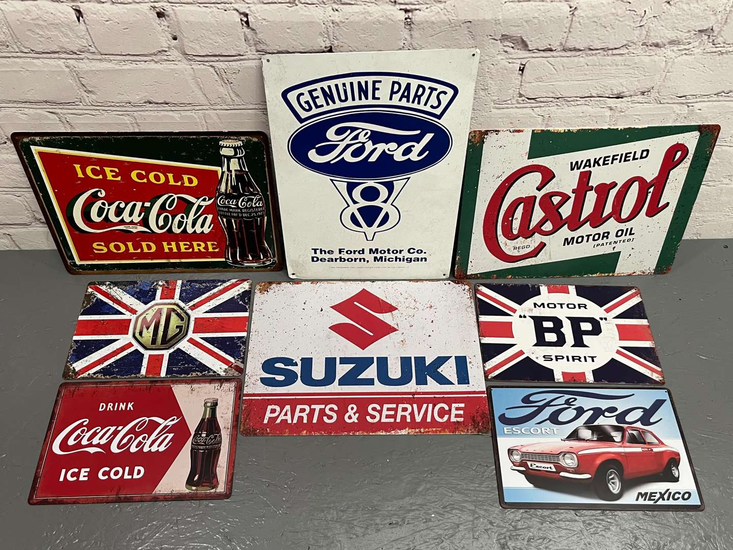 <p>Eight Motoring Related Reproduction Signs</p>