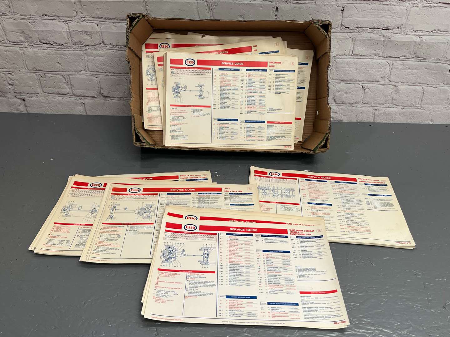 <p>Box Of Esso Service Sheets</p>