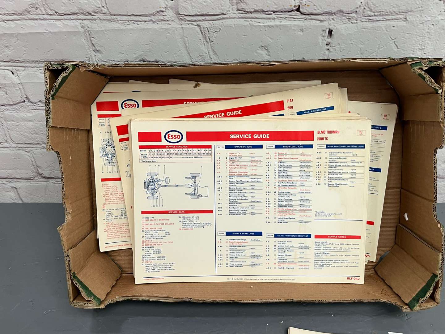 <p>Box Of Esso Service Sheets</p>