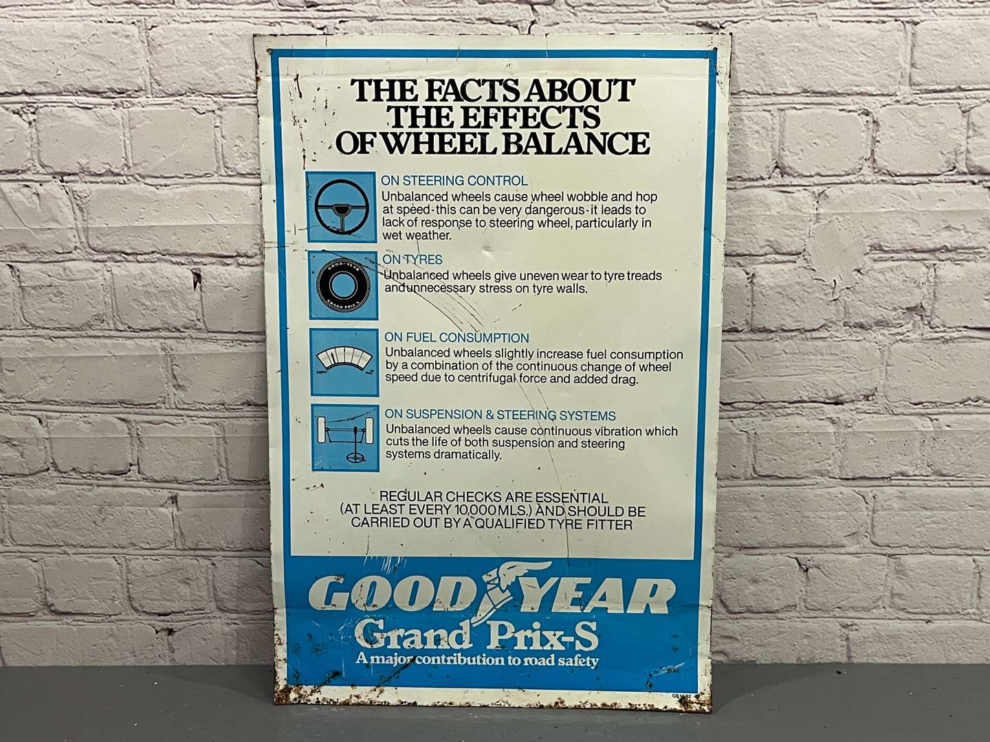 <p>Goodyear Wheel Balance Facts Tin Sign</p>