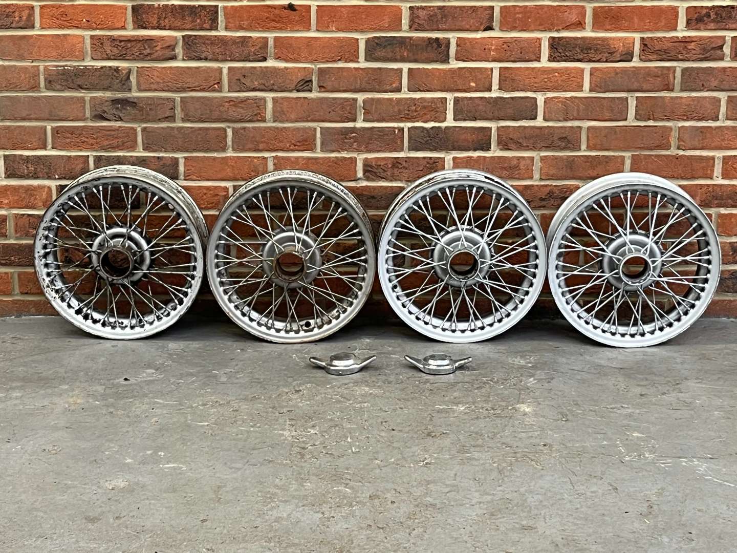 <p>Four Austin Healey Wire Wheels</p>