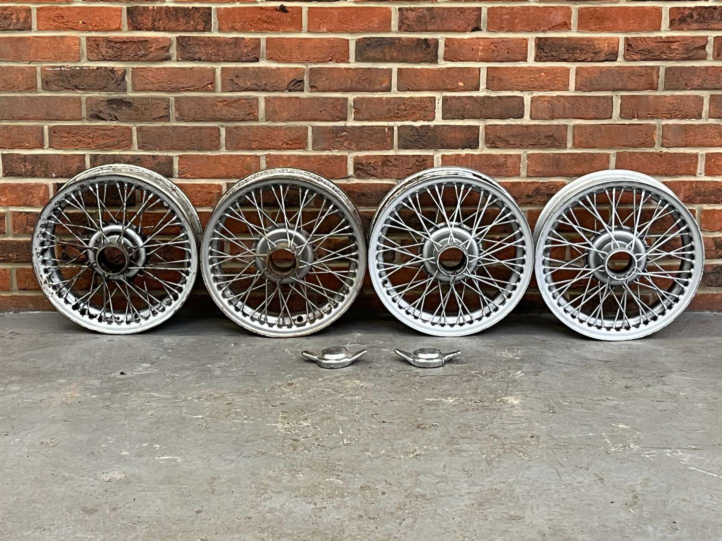 <p>Four Austin Healey Wire Wheels</p>