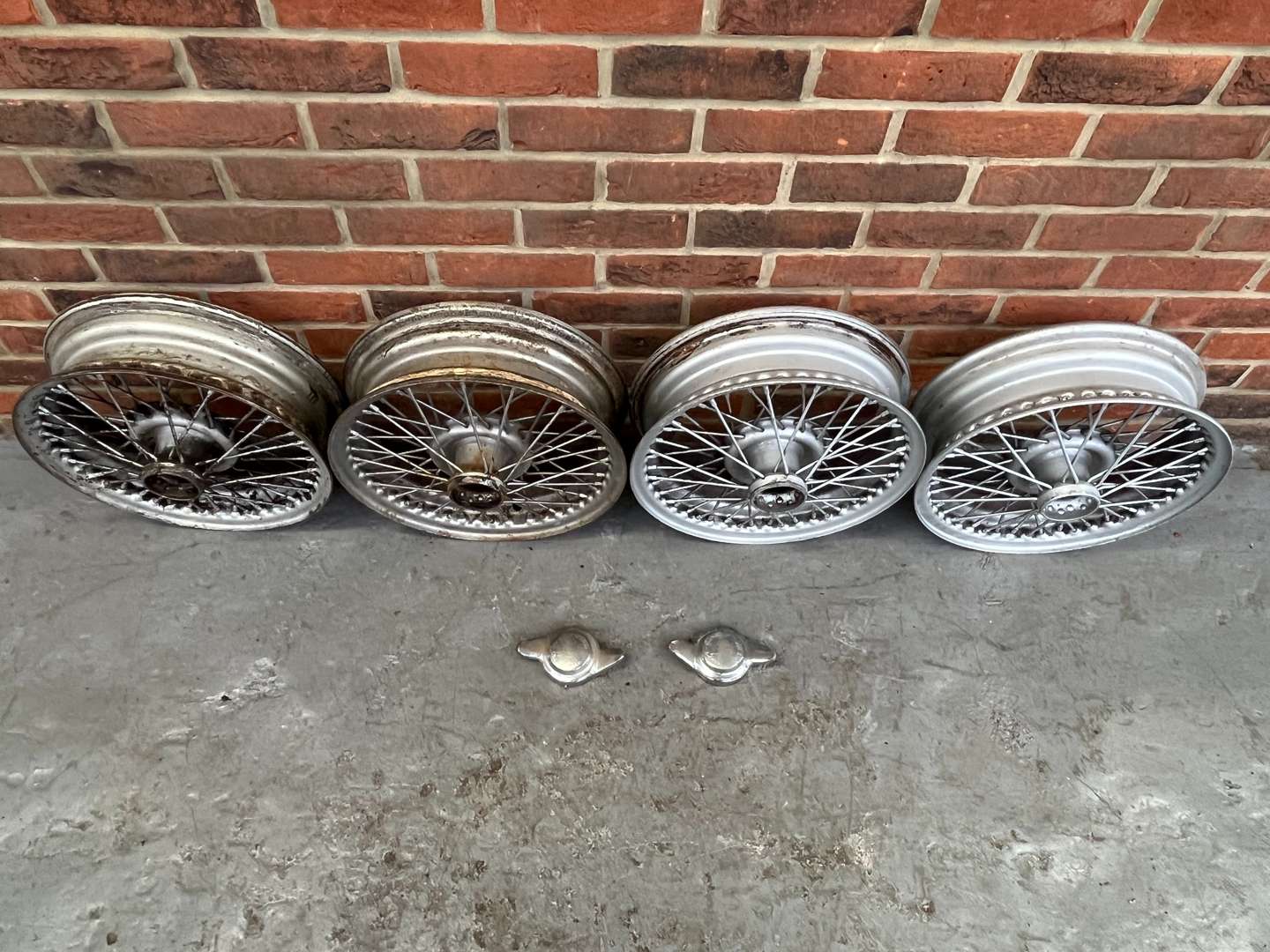 <p>Four Austin Healey Wire Wheels</p>