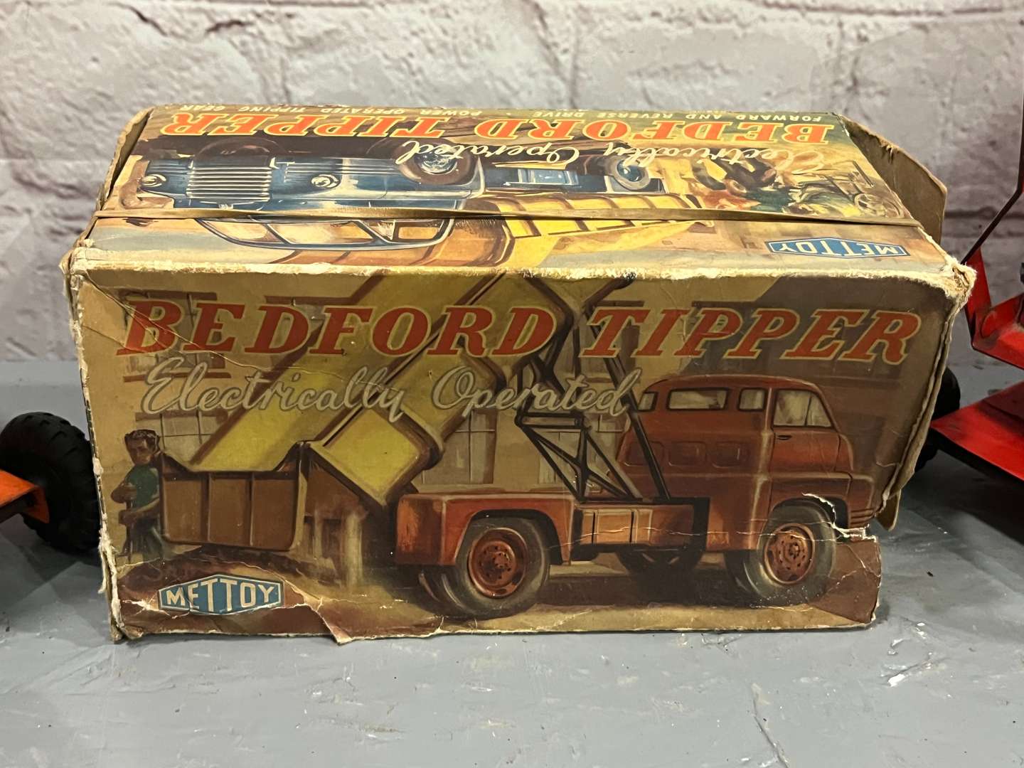 <p>Two Tri-ang Cranes, Boxed Mettoy Bedford Tipper Truck Etc</p>