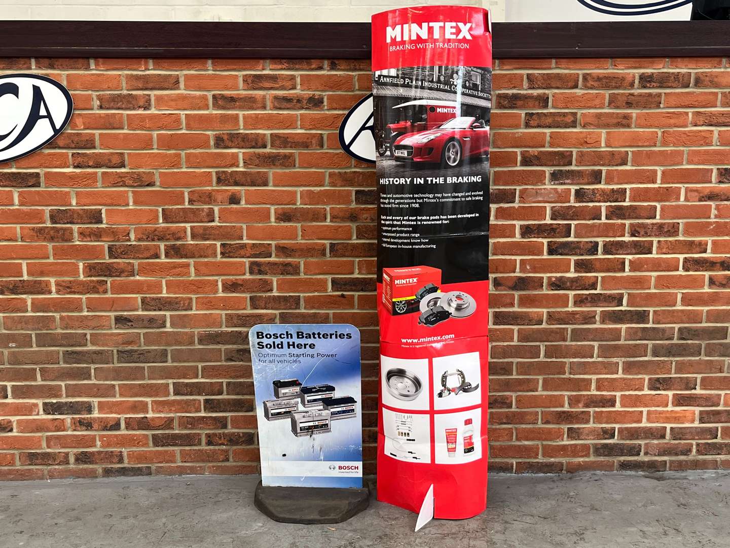 <p>Bosch Batteries and Mintex Braking With Tradition Dealership Signs (2)</p>