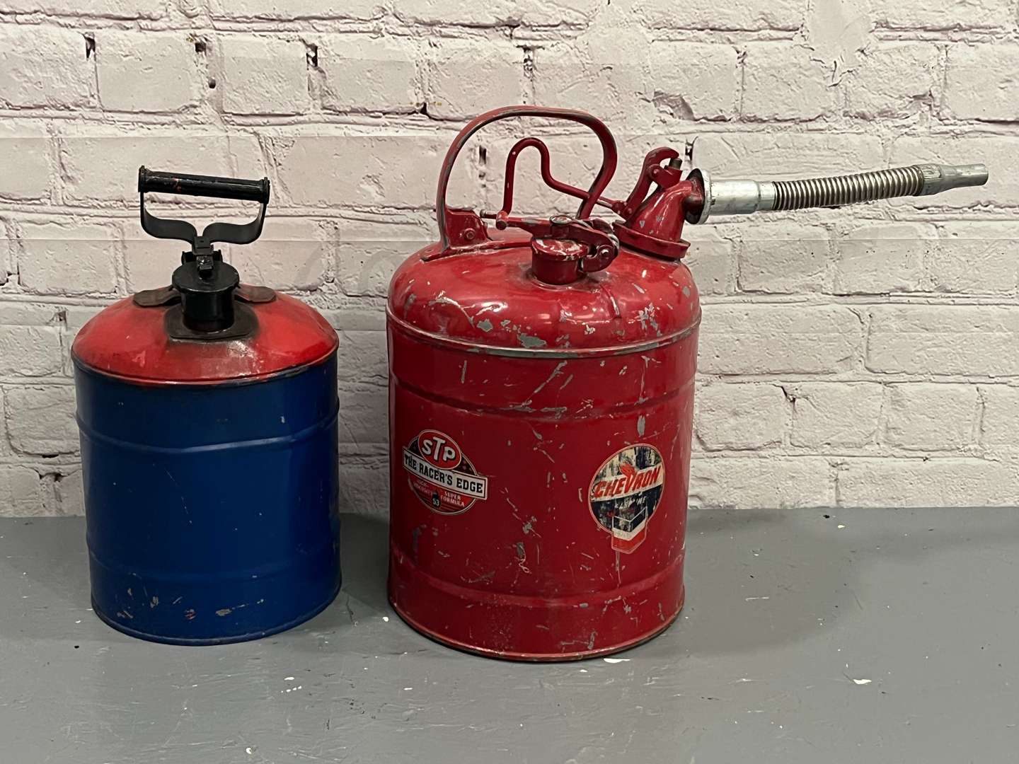 <p>Mobiloil and Texaco Fuel Cans</p>