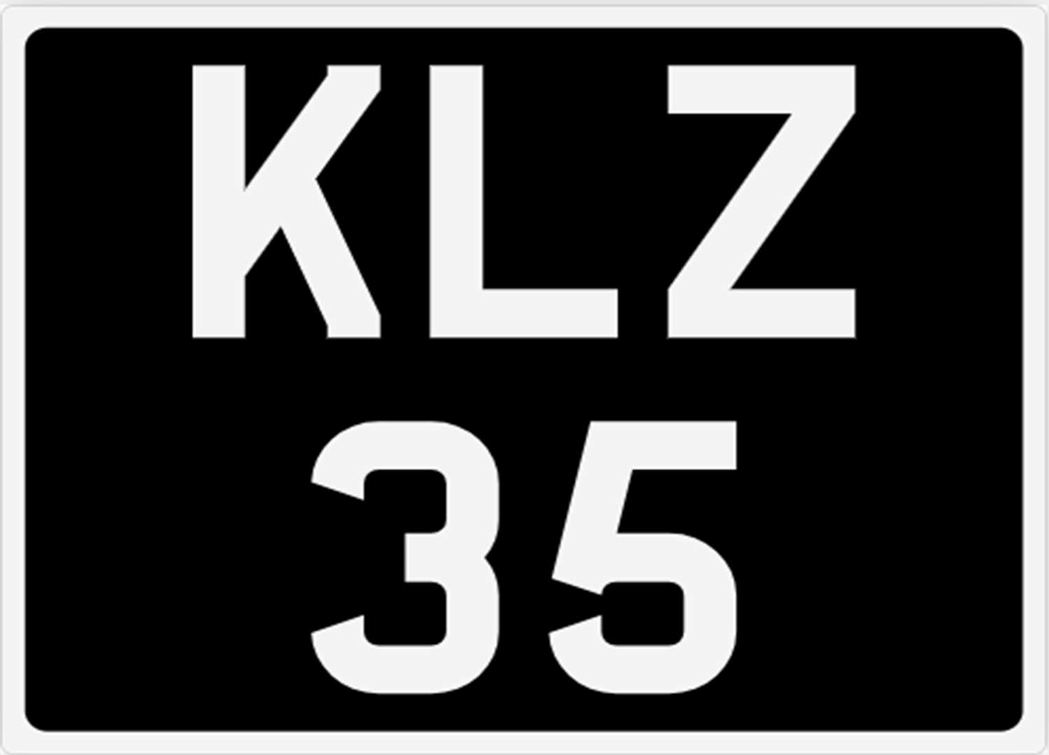 <p>&nbsp; KLZ 35 Registration Number&nbsp;</p>