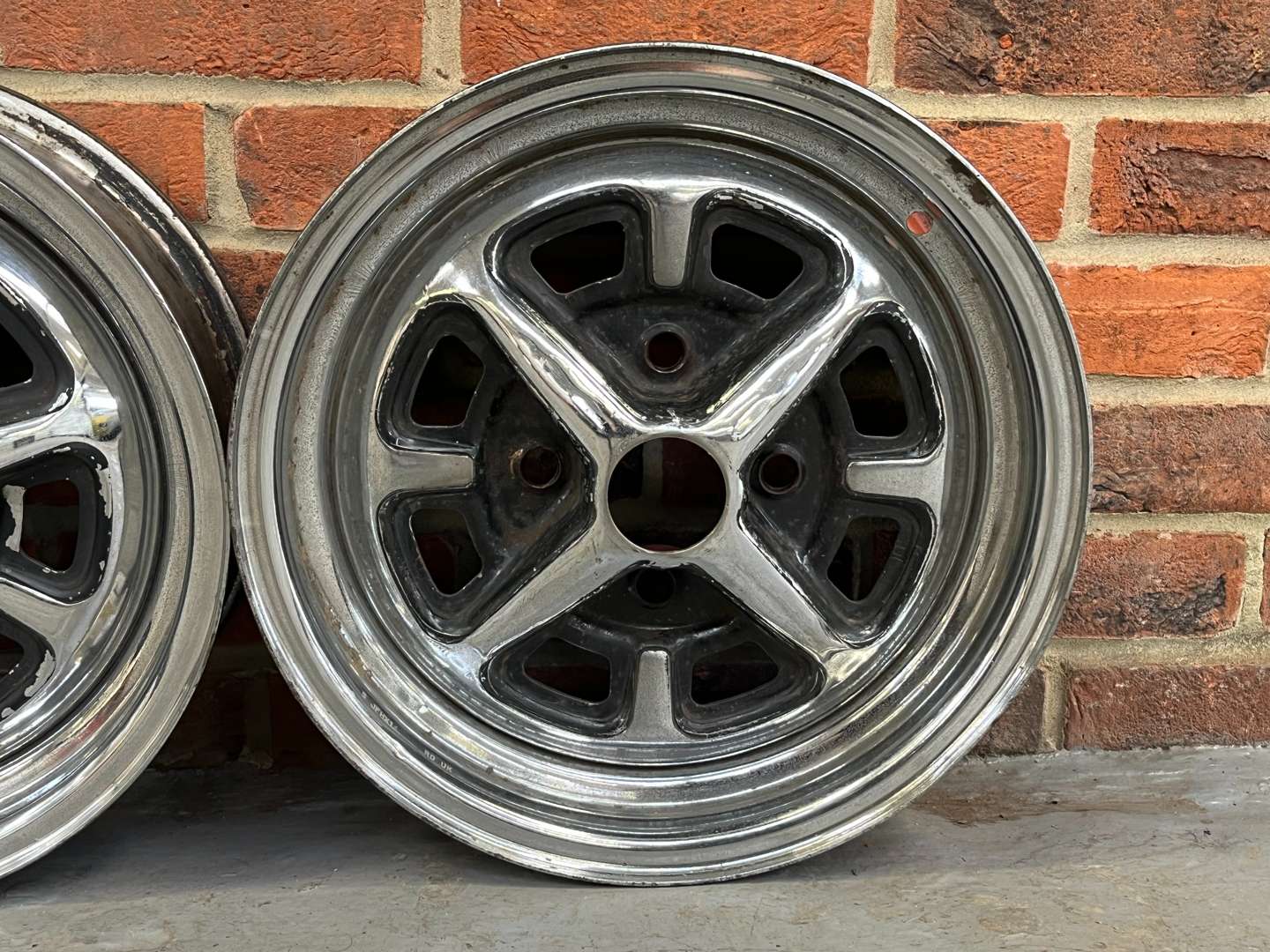 <p>Set Four Rostyle MGB Chrome Wheel Rims</p>