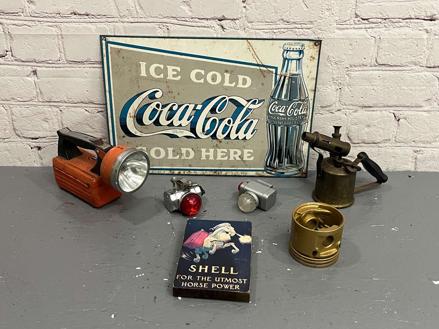 <p>Mixed Lot Blow Torch, Coca Cola Tin Sign Etc</p>
