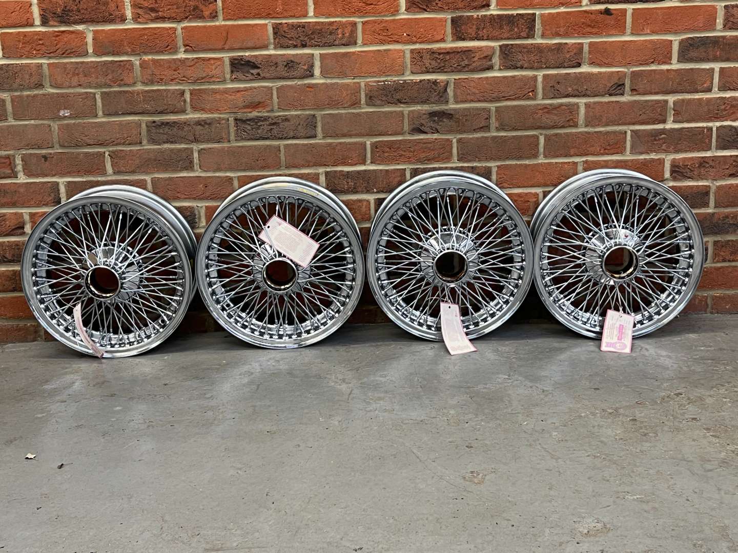 <p>Set of Four NOS Jaguar Chrome Wire Wheels</p>