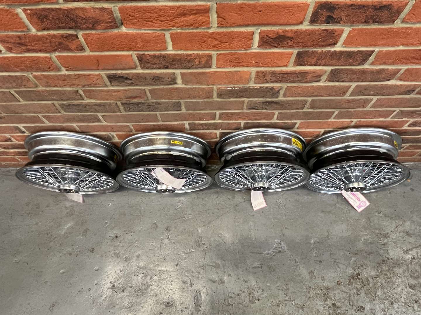 <p>Set of Four NOS Jaguar Chrome Wire Wheels</p>