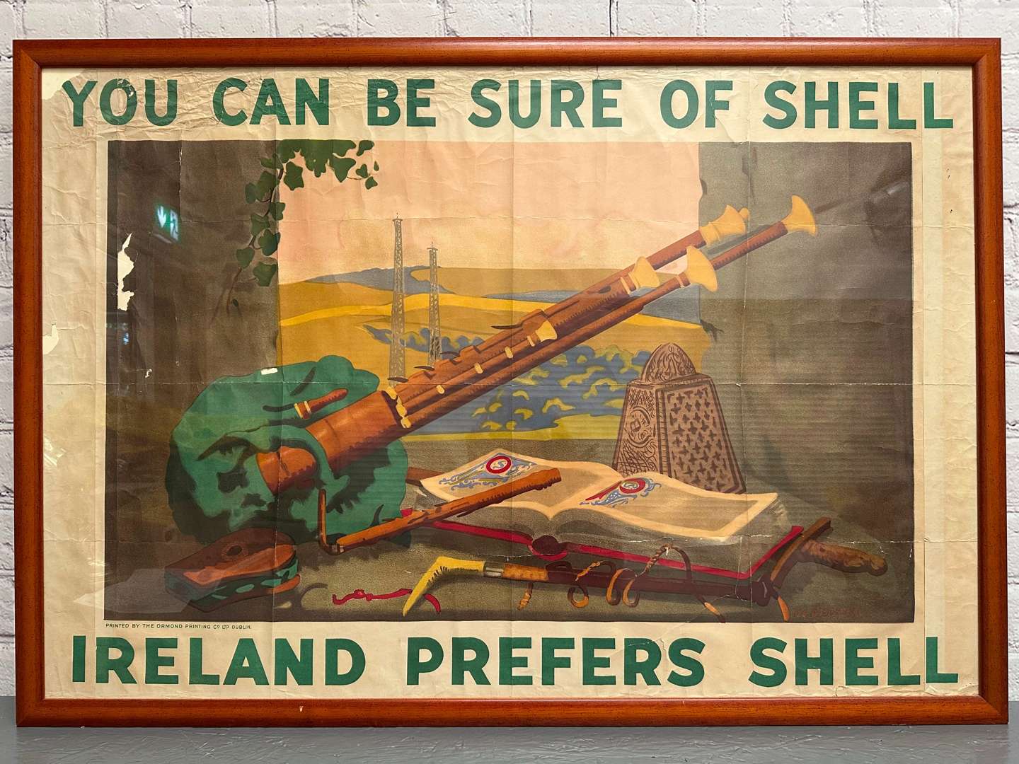 <p>SHELL, 1930's, “You Can Be Sure of Shell - Ireland Prefers Shell” framed poster</p>