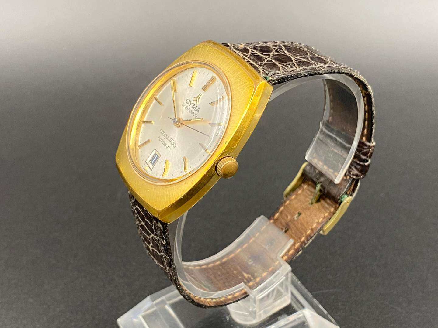 <p>CYMA by SYNCHRON, “Conquistador” a gold plated, automatic wristwatch, 58.001.44, 602611</p>