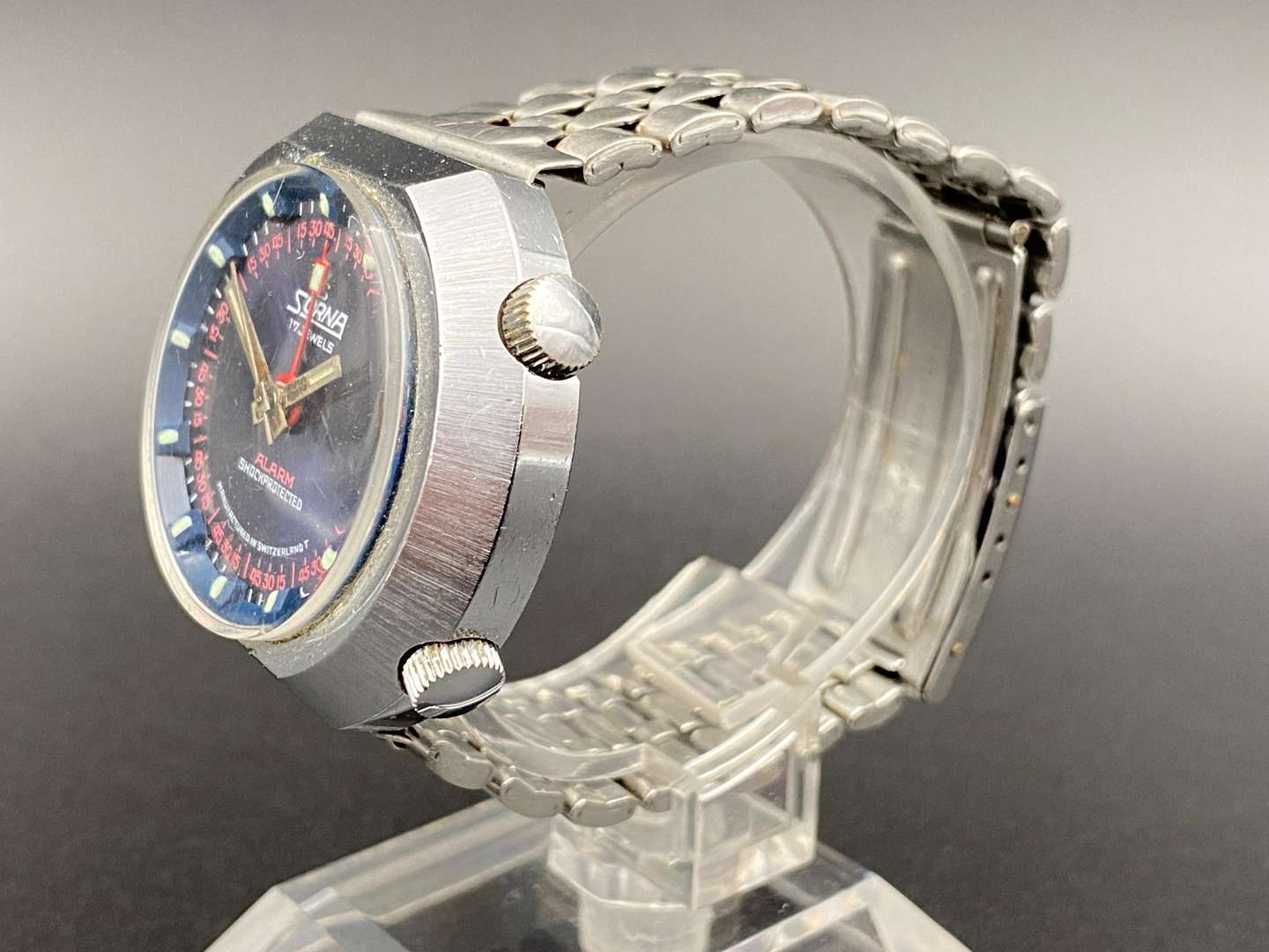 <p>SORNA, stainless steel alarm wristwatch, 1290,</p>