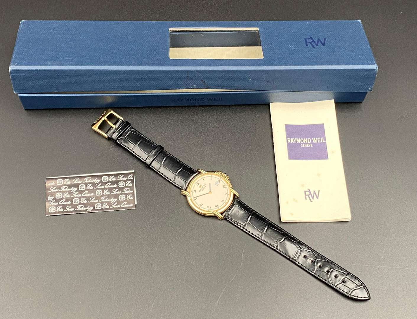 <p>RAYMOND WEIL, &nbsp;gold plated, quartz, calendar wristwatch, 9155, B205881</p>