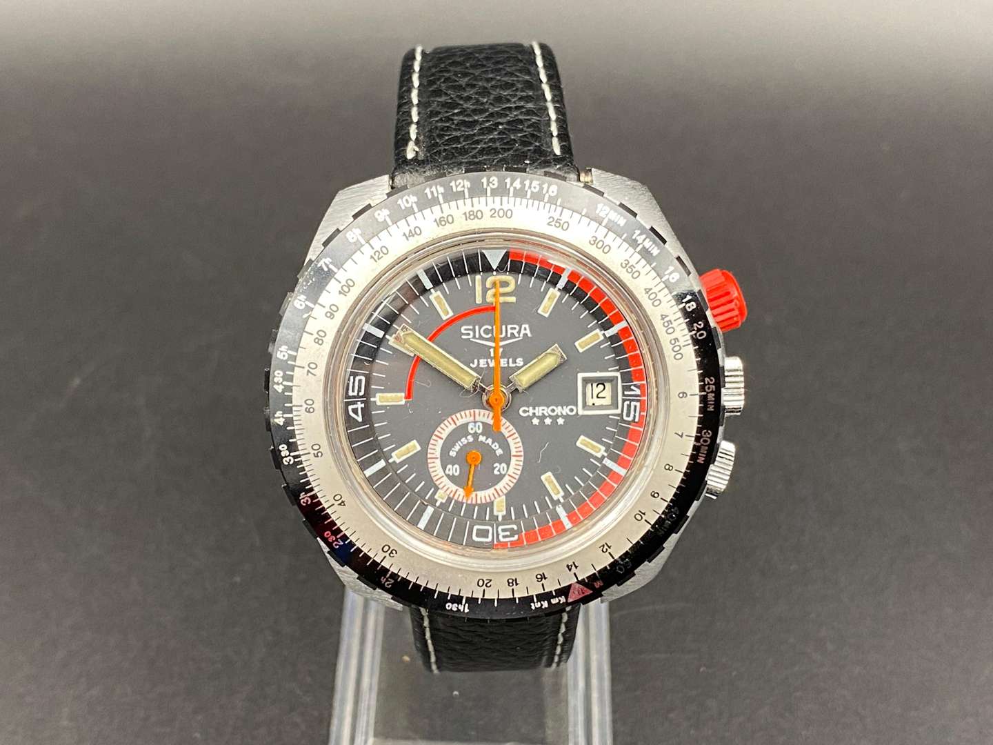 <p>SICURA, Chrono ***, stainless steel, chronograph wrist watch,</p>