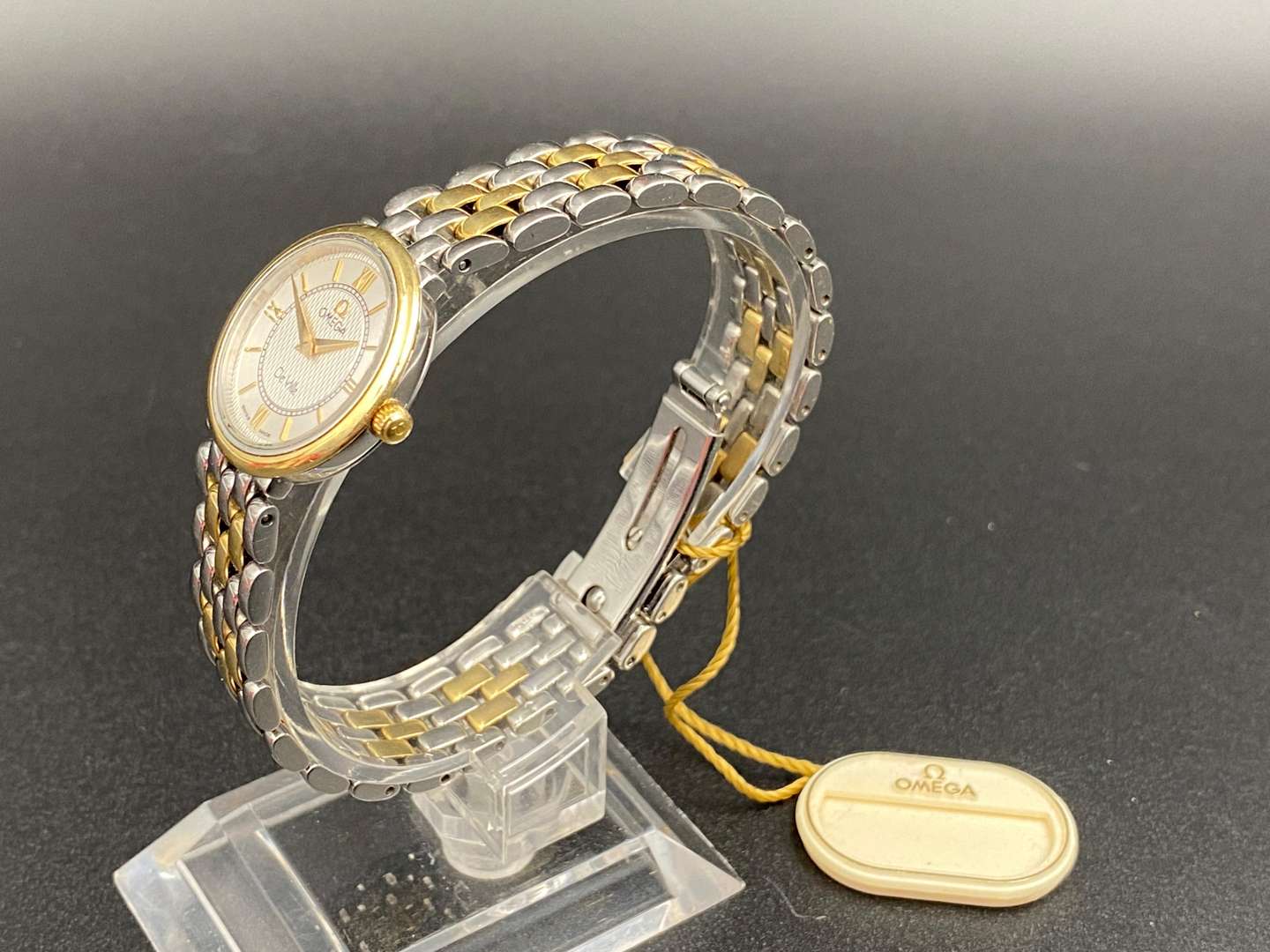 <p>OMEGA, DeVille, bi-metal quartz wristwatch,&nbsp;</p>