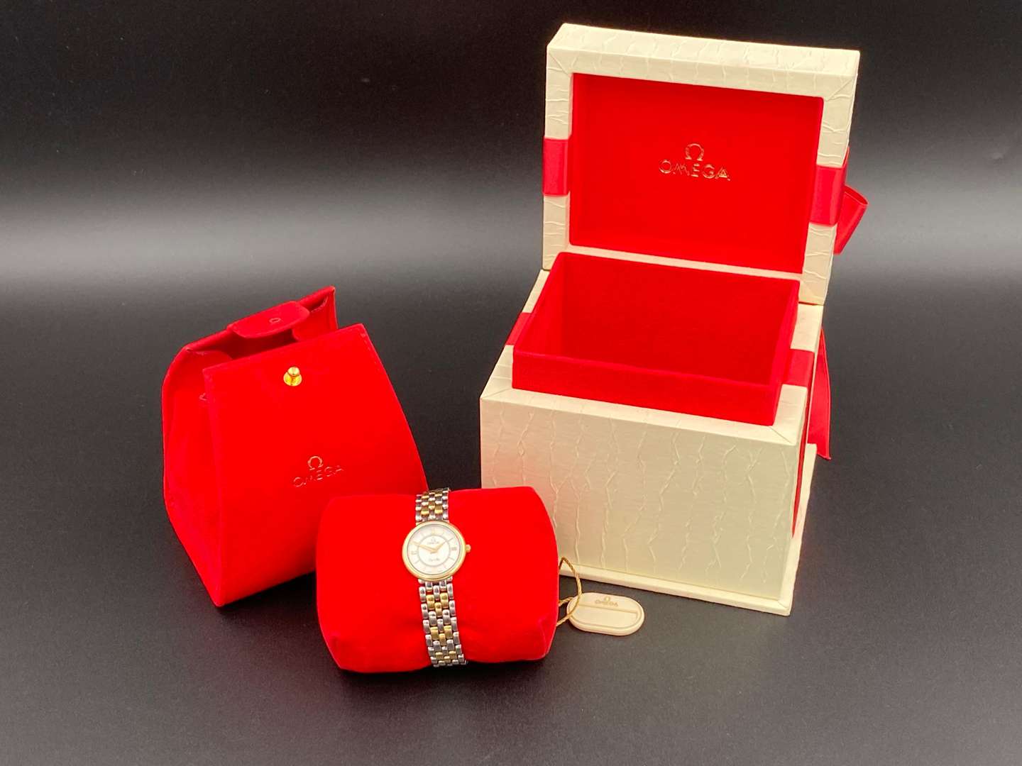 <p>OMEGA, DeVille, bi-metal quartz wristwatch,&nbsp;</p>