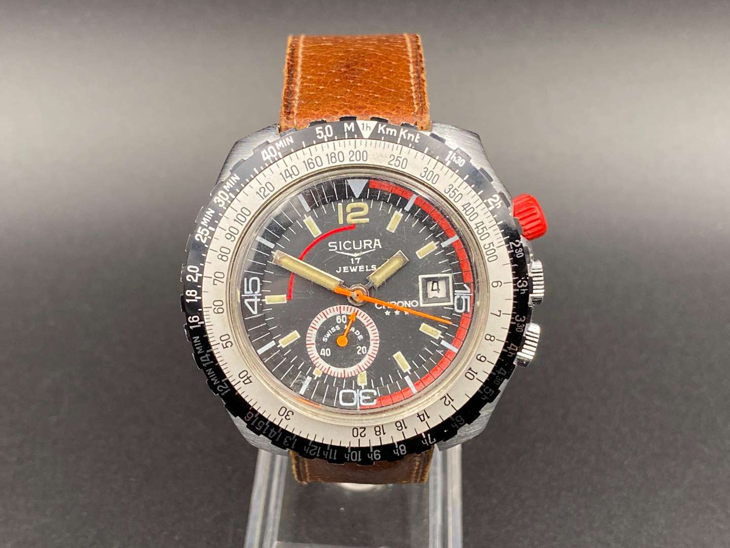 <p>SICURA, Chrono***, stainless steel, chronograph wrist watch,</p>