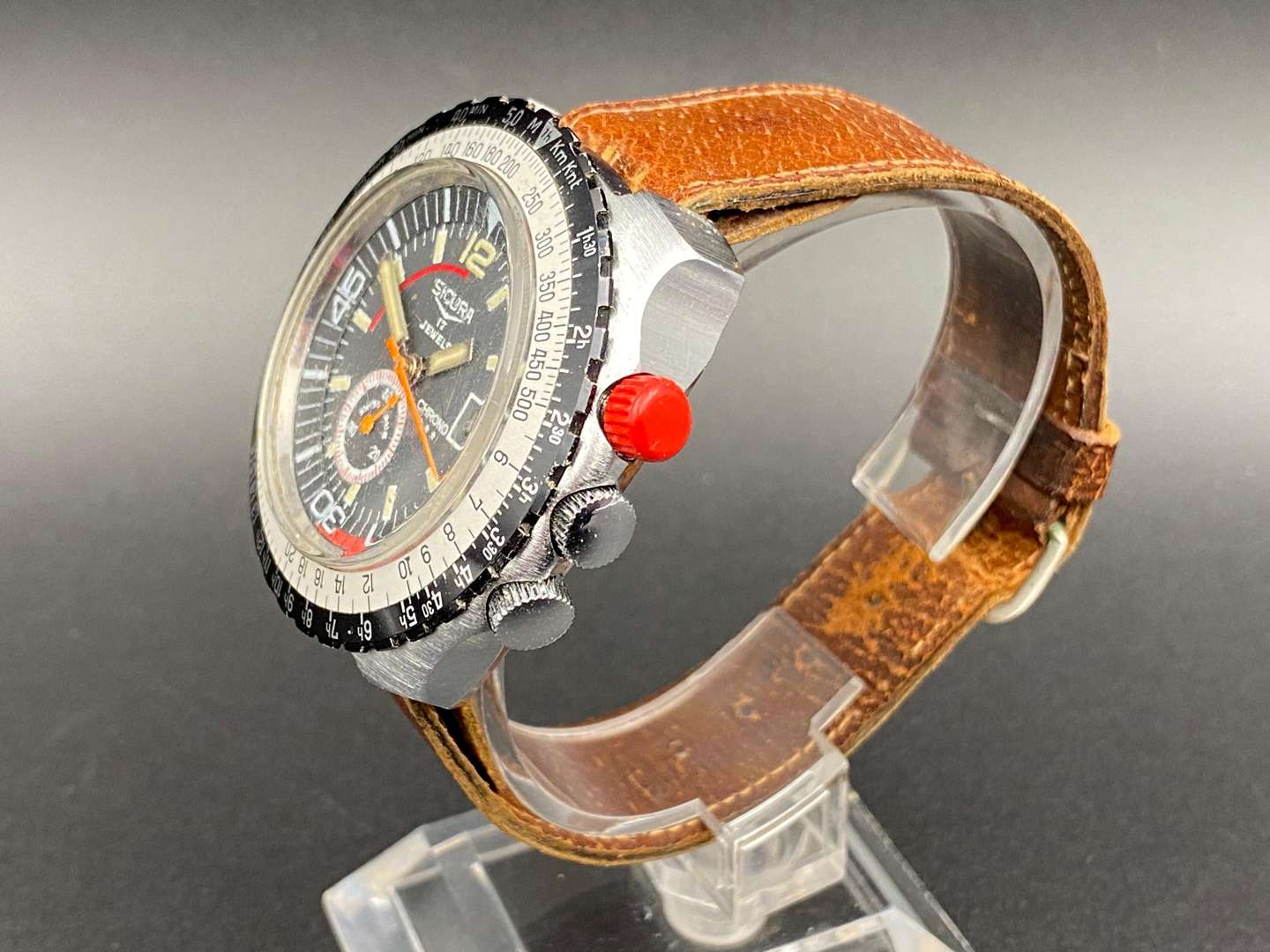 <p>SICURA, Chrono***, stainless steel, chronograph wrist watch,</p>