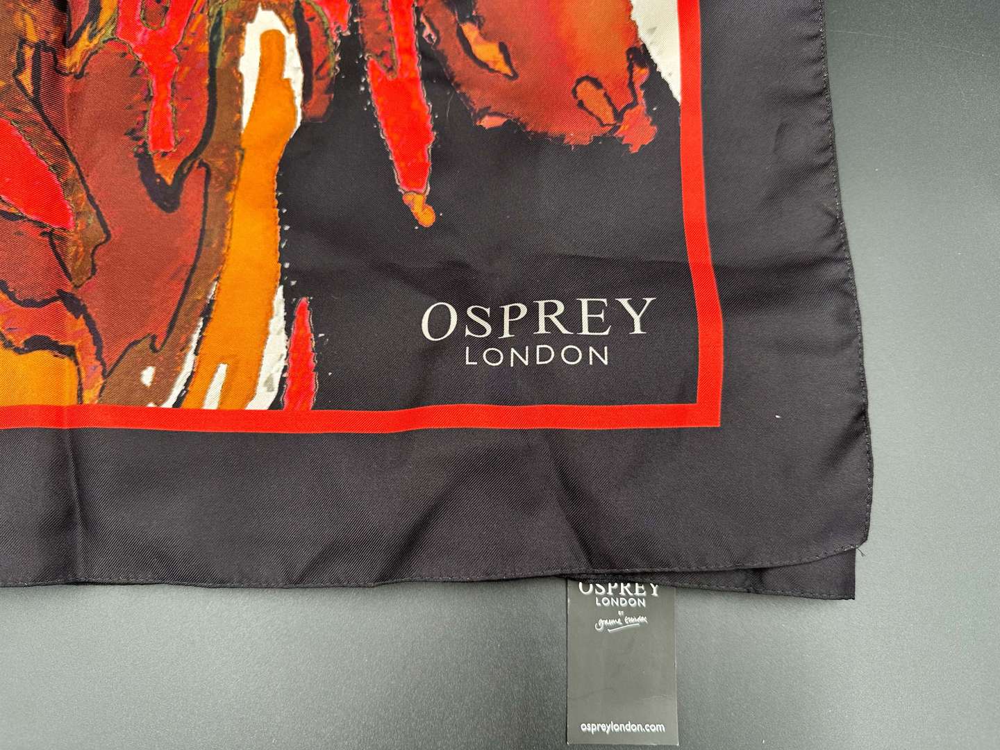<p>OSPREY, LONDON, "Hampstead-Matinee leather purse, together with a Graeme Ellisdon Ltd Ed Silk Scarf,</p>
