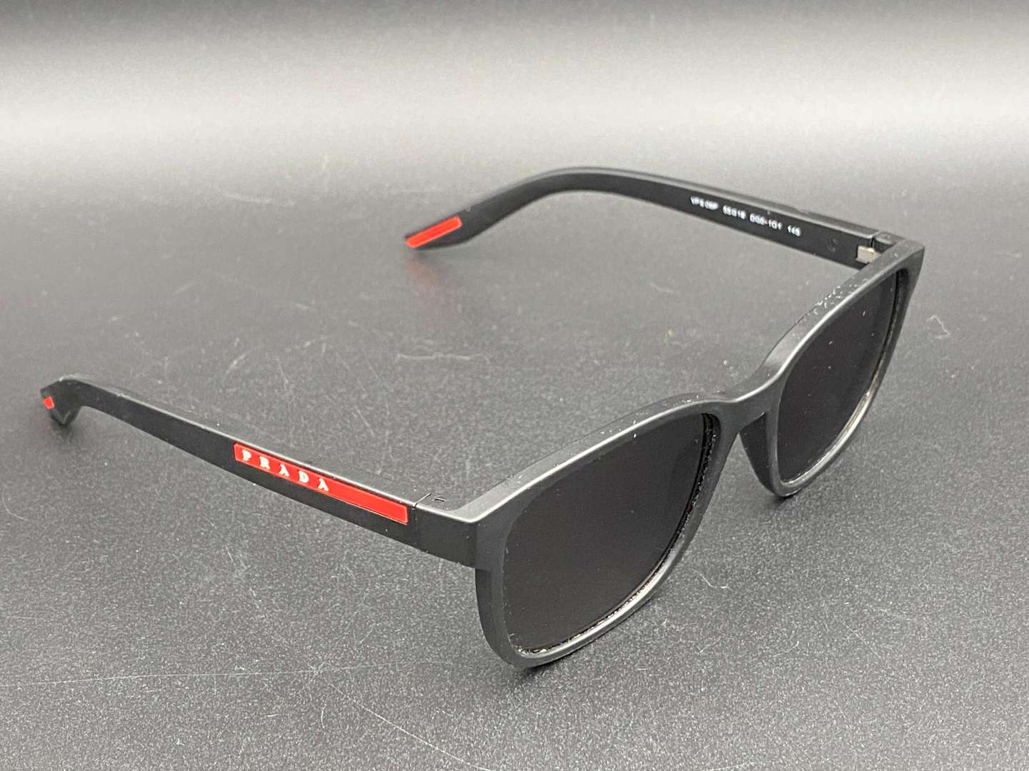 <p>PRADA, Italian branded, black framed sunglasses, VPS06P, 55/18, DGO-101, 145,</p>