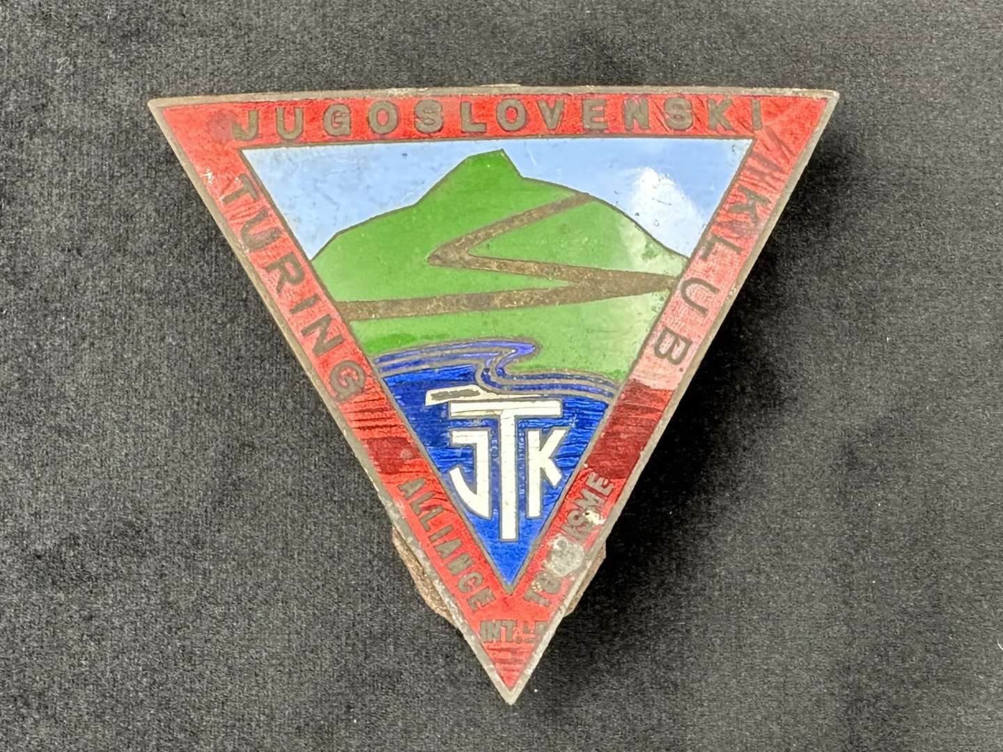 <p>1930's Jugoslovenski Turing Klub members car badge,</p>