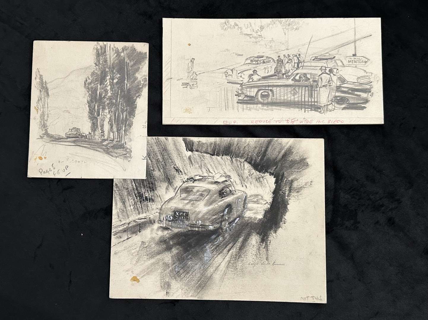 <p>Frank Wootton, (1914-1998), original illustrations for “The Motor” Magazine</p>