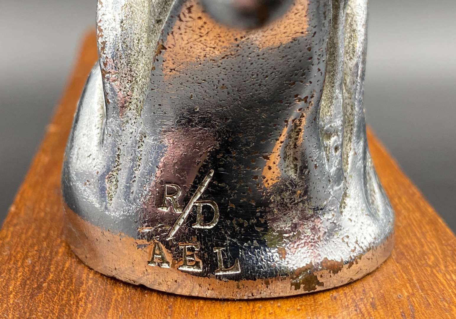 <p>A.E. Lejeune, 1920's cast and chrome plated “Kangaroo” car mascot,</p>