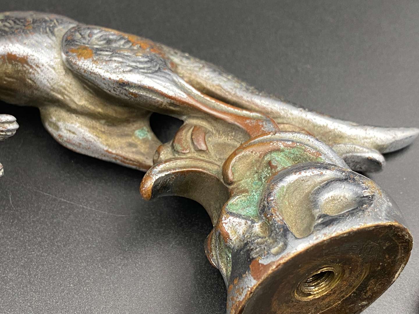 <p>A.E. Lejeune, 1920's cast and chrome plated “Kangaroo” car mascot,</p>