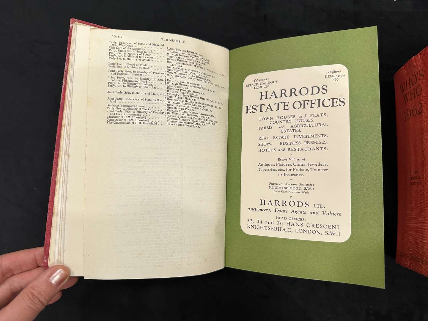 <p>Two Volumes comprising, Who's Who 1962 and Kelly's Handbook 1962</p>