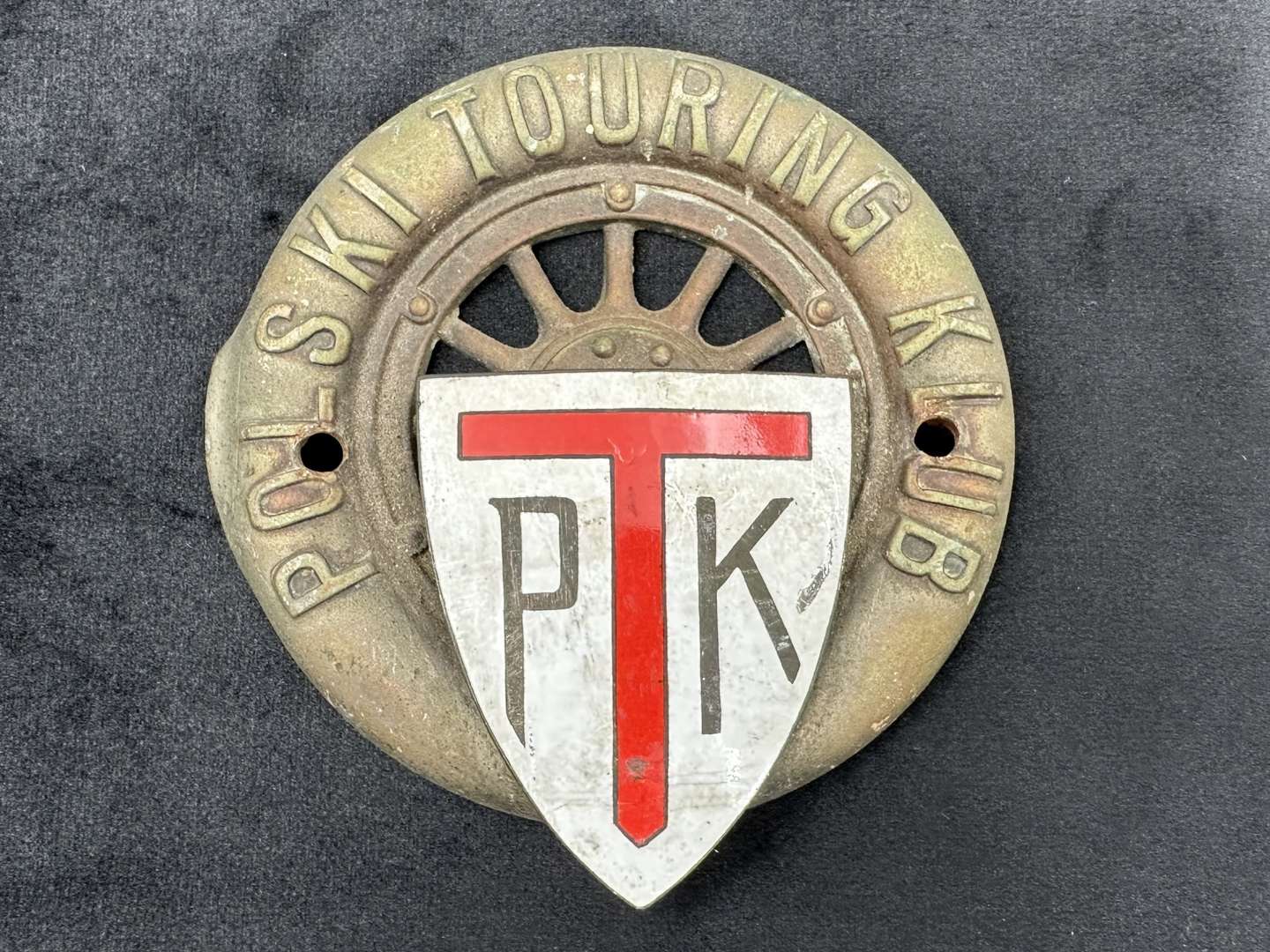 <p>1930s Polski Touring Klub members car badge,</p>