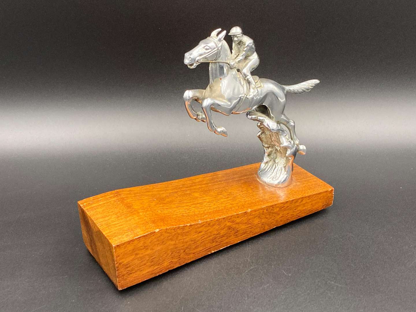 <p>DESMO, “Steeplechaser” chrome plated car mascot,</p>