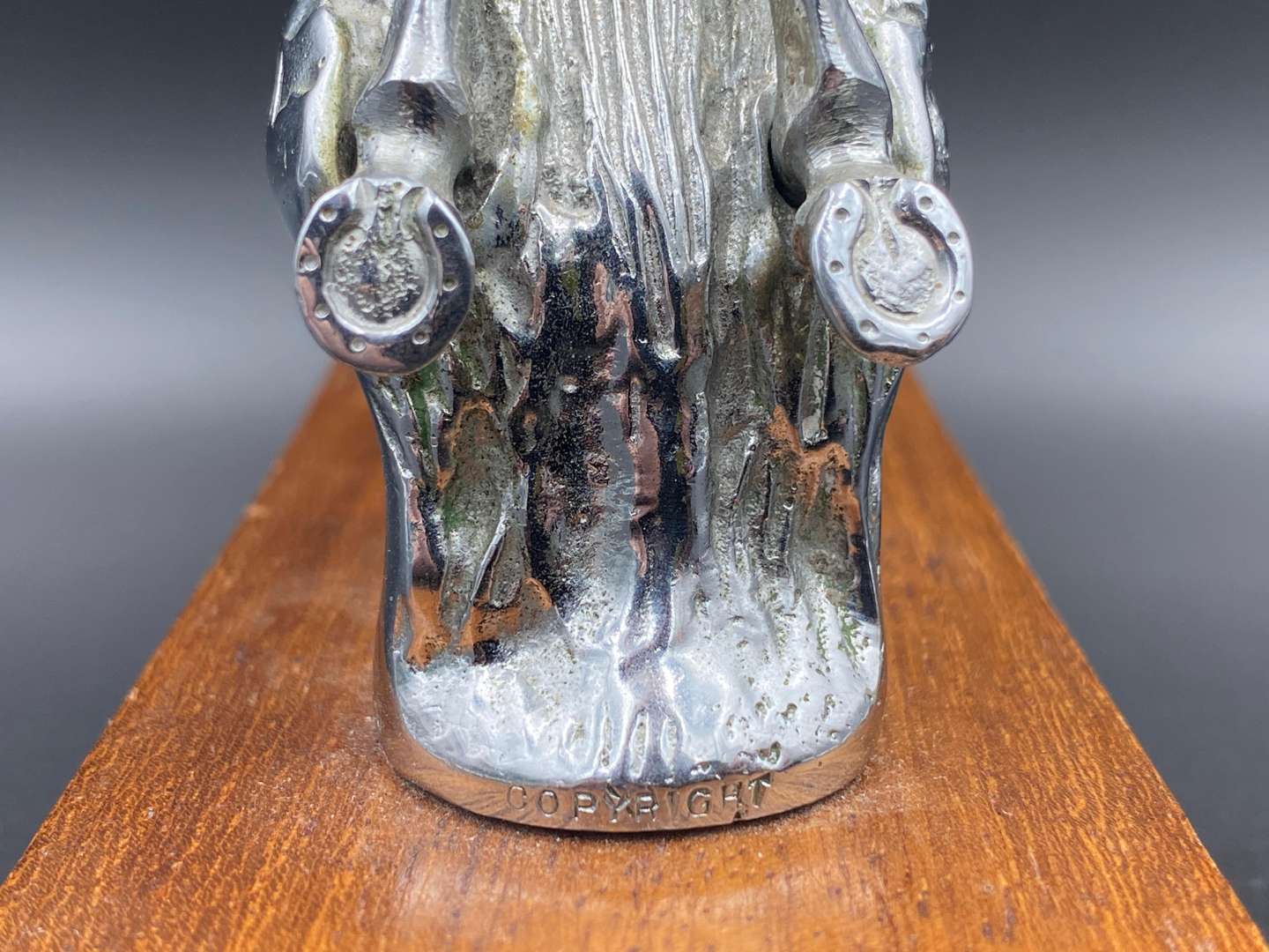 <p>DESMO, “Steeplechaser” chrome plated car mascot,</p>