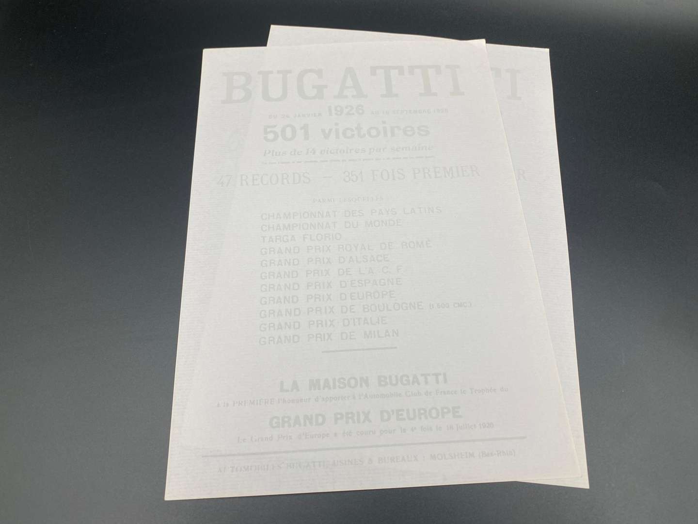 <p>BUGATTI, a quantity of 20th century pamphlets, letterhead and ephemera,</p>