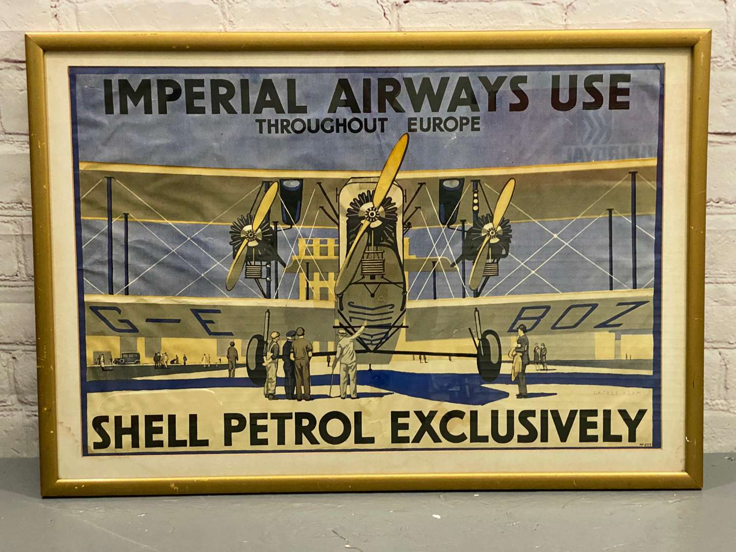 <p>SHELL / IMPERIAL AIRWAYS, “Imperial Airways Use Shell Petrol Exclusively, Throughout Europe" reprint of 1929 poster, by Dacres Adams</p>