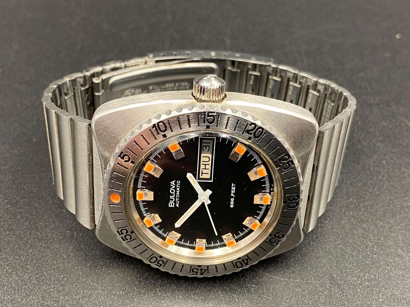 <p>BULOVA, Oceanographer, 666, stainless steel, automatic wrist watch, N3, 3614479</p>