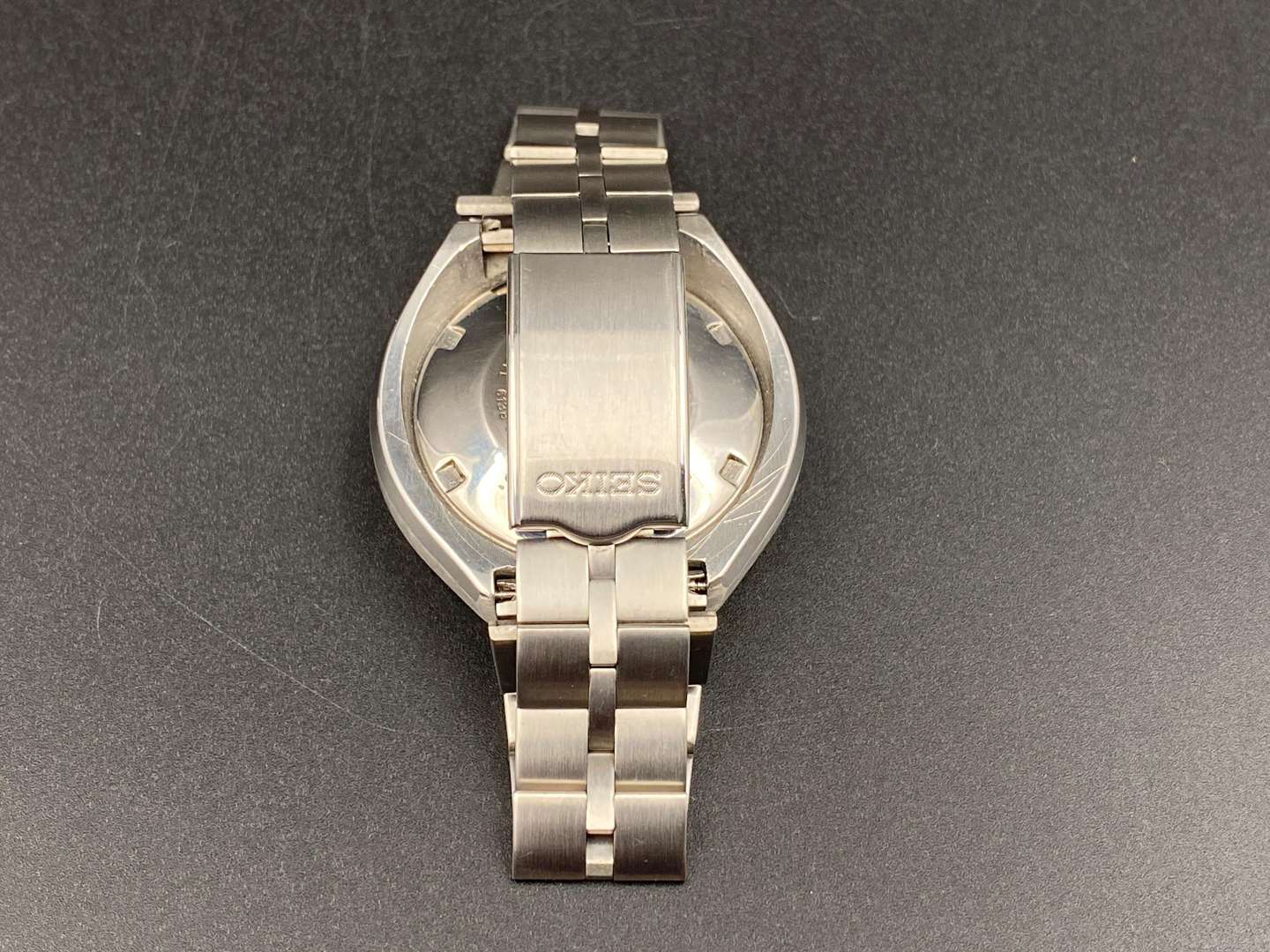 <p>SEIKO stainless steel Bulls Head chronograph wrist watch, 4N0419, 6138-0040</p>