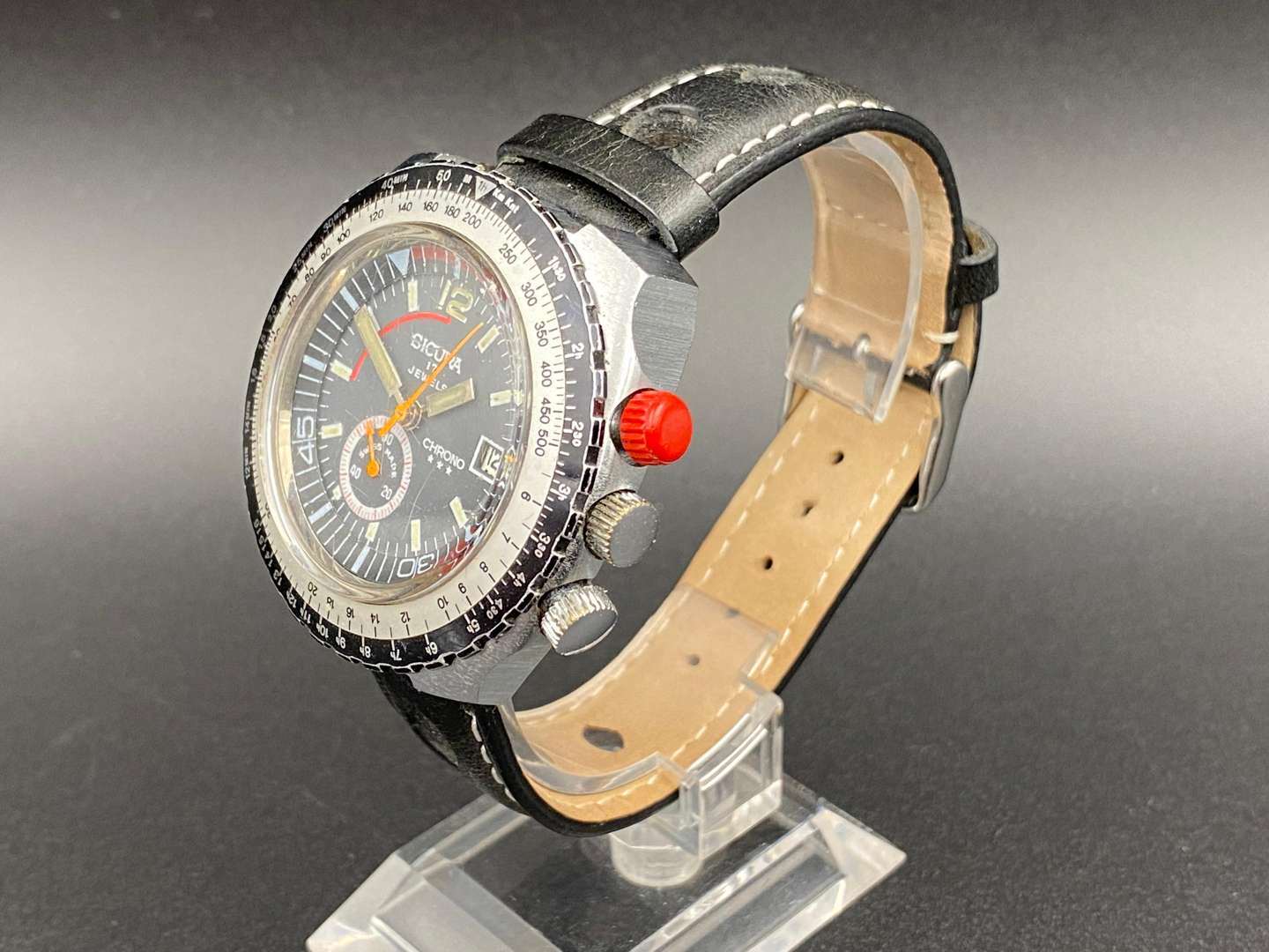 <p>SICURA, Chrono ***, stainless steel, chronograph wrist watch,</p>