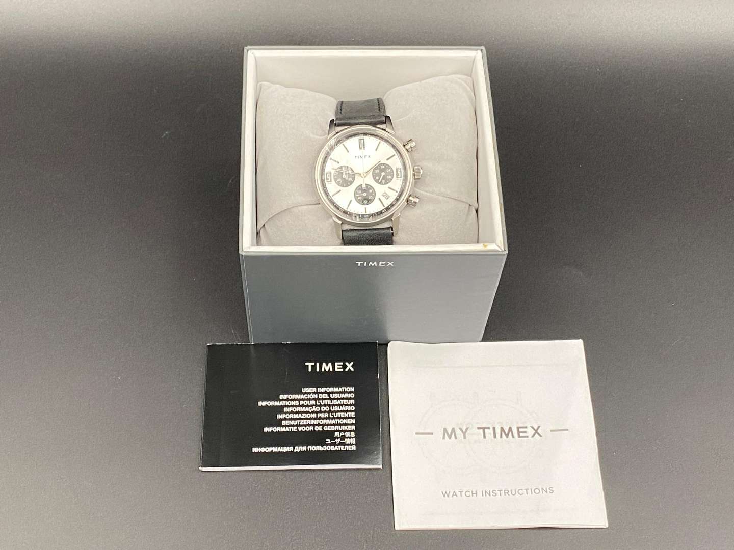 <p>TIMEX, The Marlin Collection, stainless steel, two button chronograph wristwatch,TW2W10300</p>