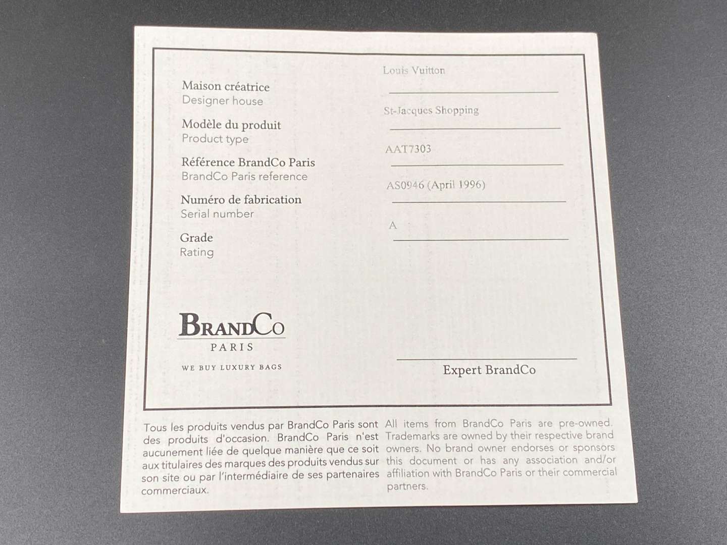 <p>LOUIS VUITTON, &nbsp;Saint-Jacques - Shopping, leather handbag, M52279, AS0946.</p>