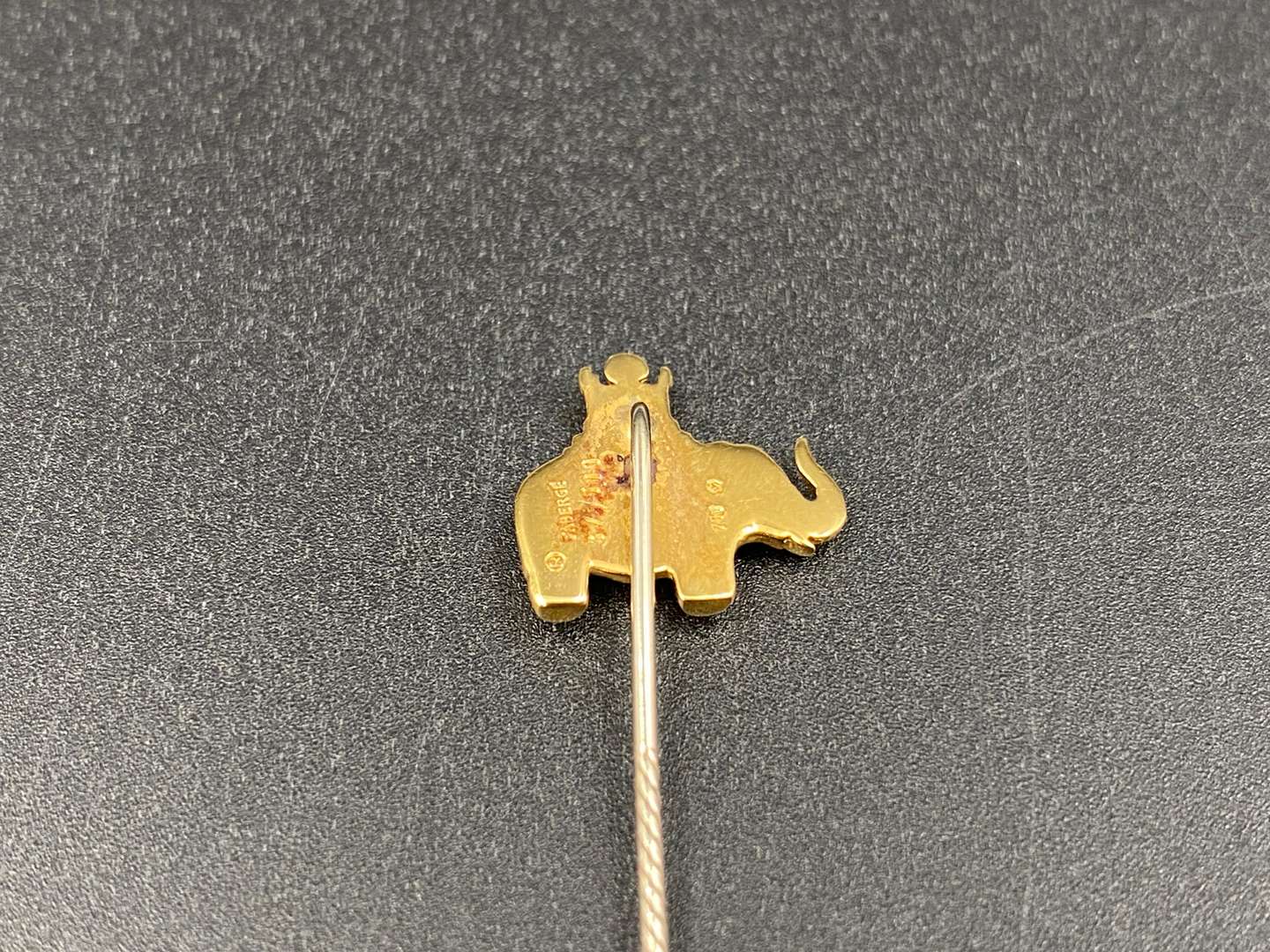<p>FABERGE, .750 and enamel Elephant tie pin, 37/500,</p>