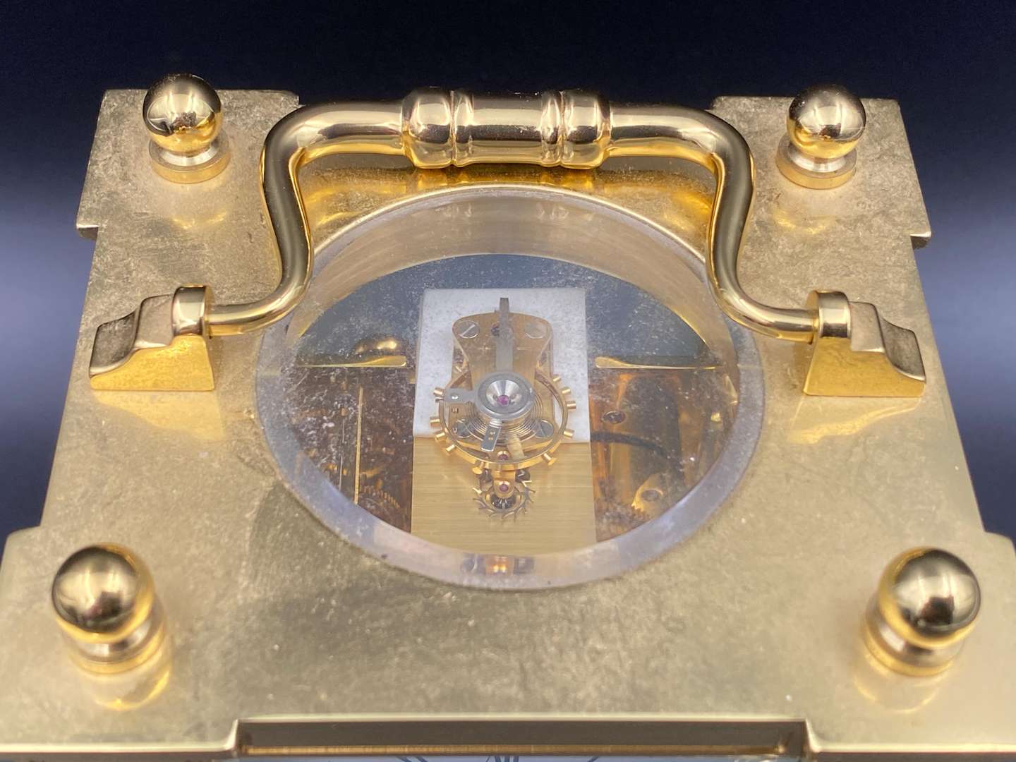 <p>MATTHEW NORMAN, a modern, Swiss, lacquered brass carriage clock, 1751A/50A, 14514</p>