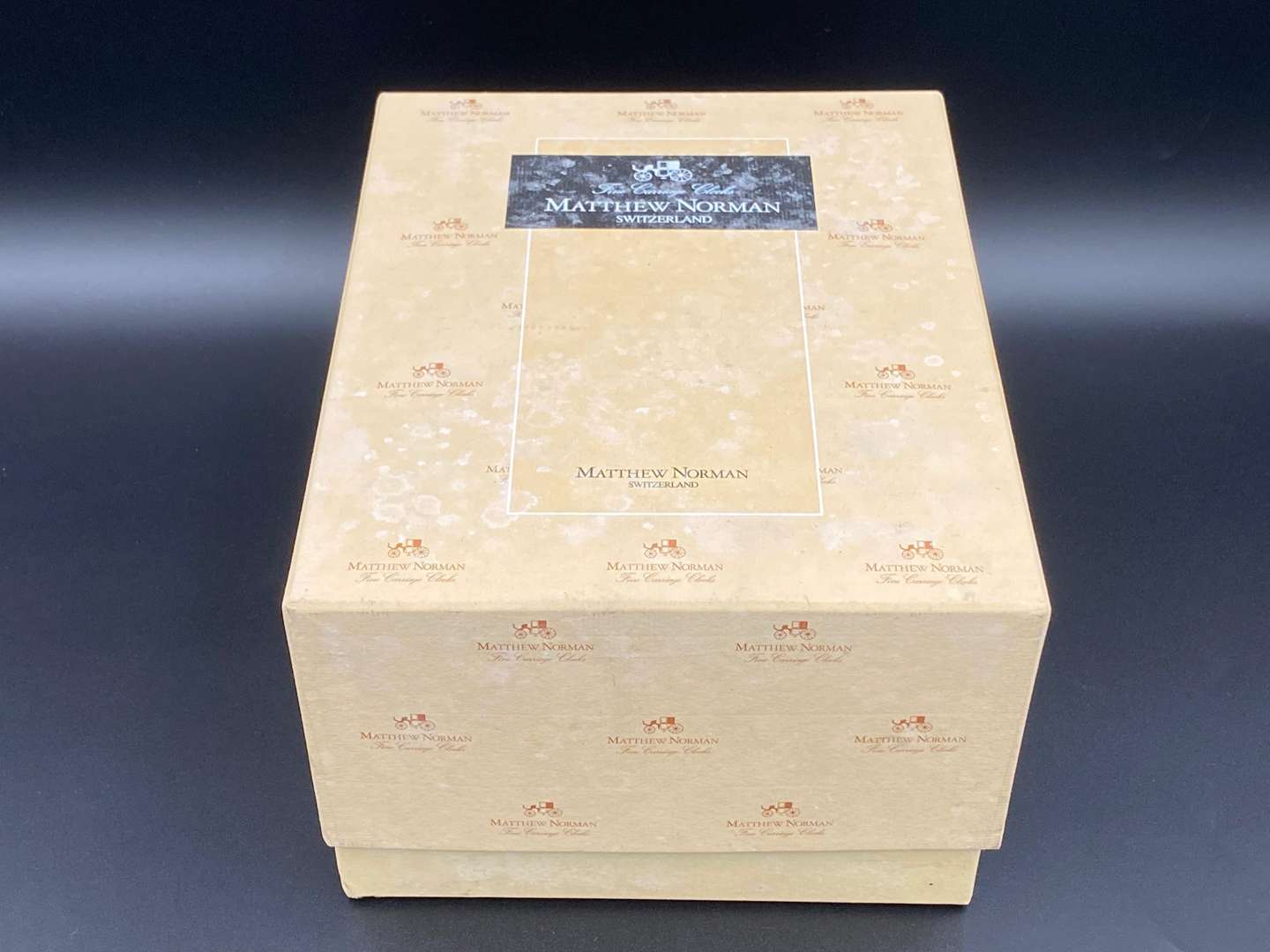 <p>MATTHEW NORMAN, a modern, Swiss, lacquered brass carriage clock, 1751A/50A, 13114</p>