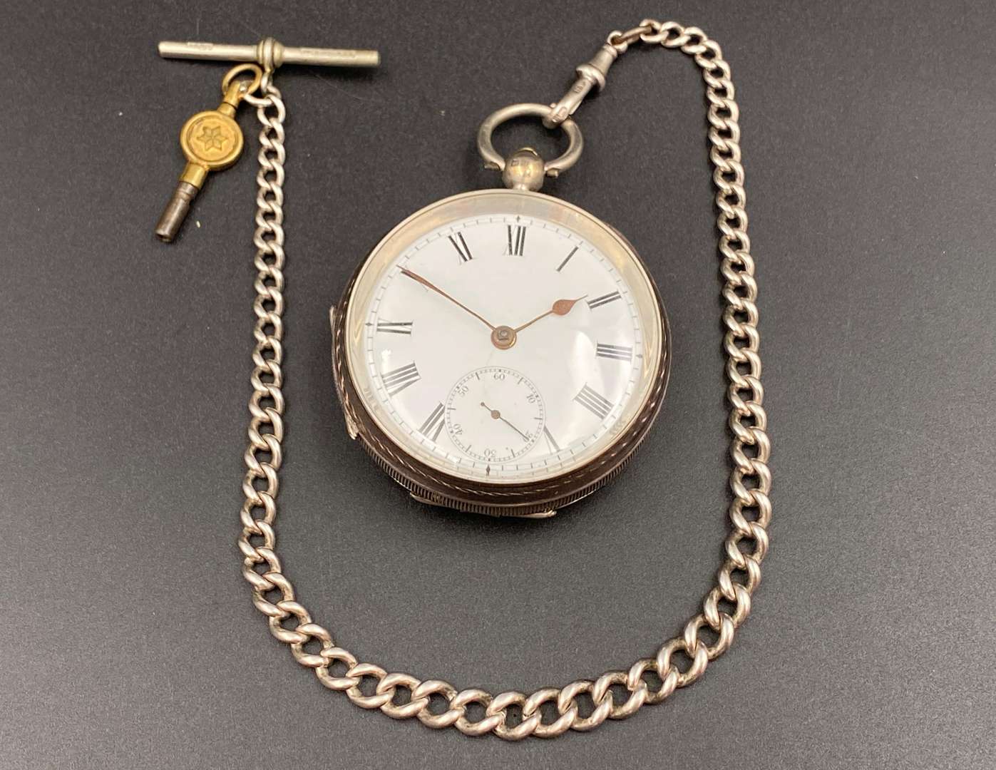 <p>Early 20th century silver cased English lever pocket watch,</p>