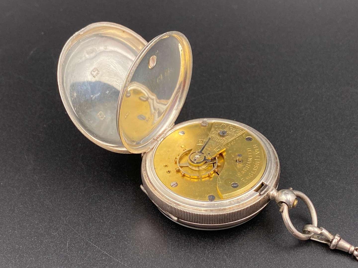 <p>Early 20th century silver cased English lever pocket watch,</p>