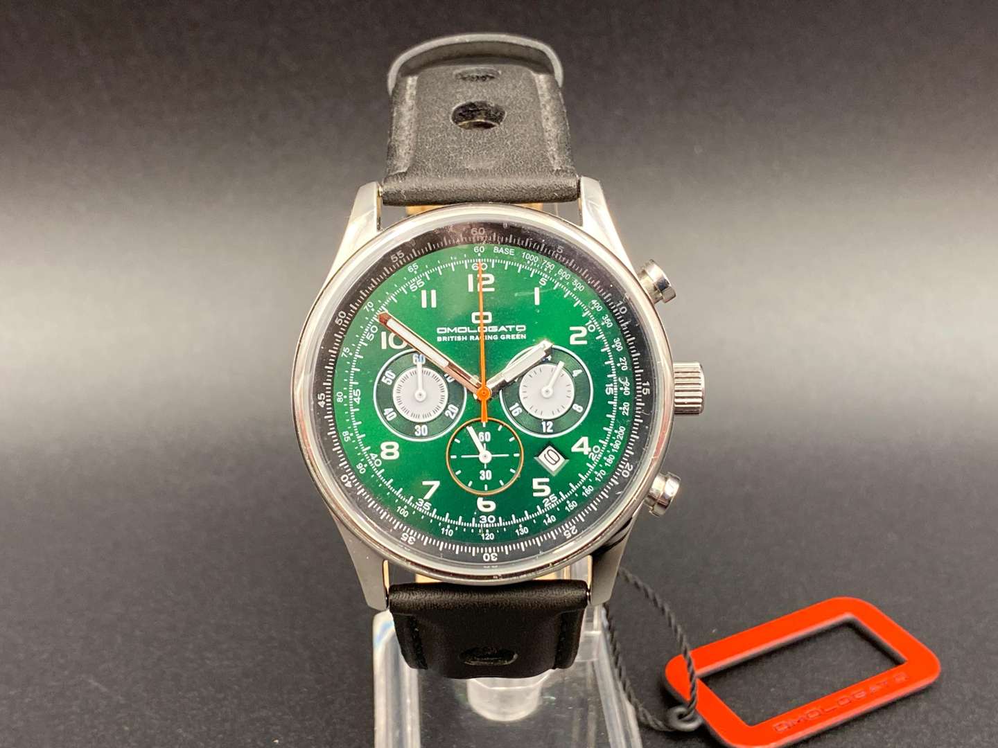 <p>OMOLOGATO, BRG, stainless steel, quartz, chronograph wristwatch,</p>