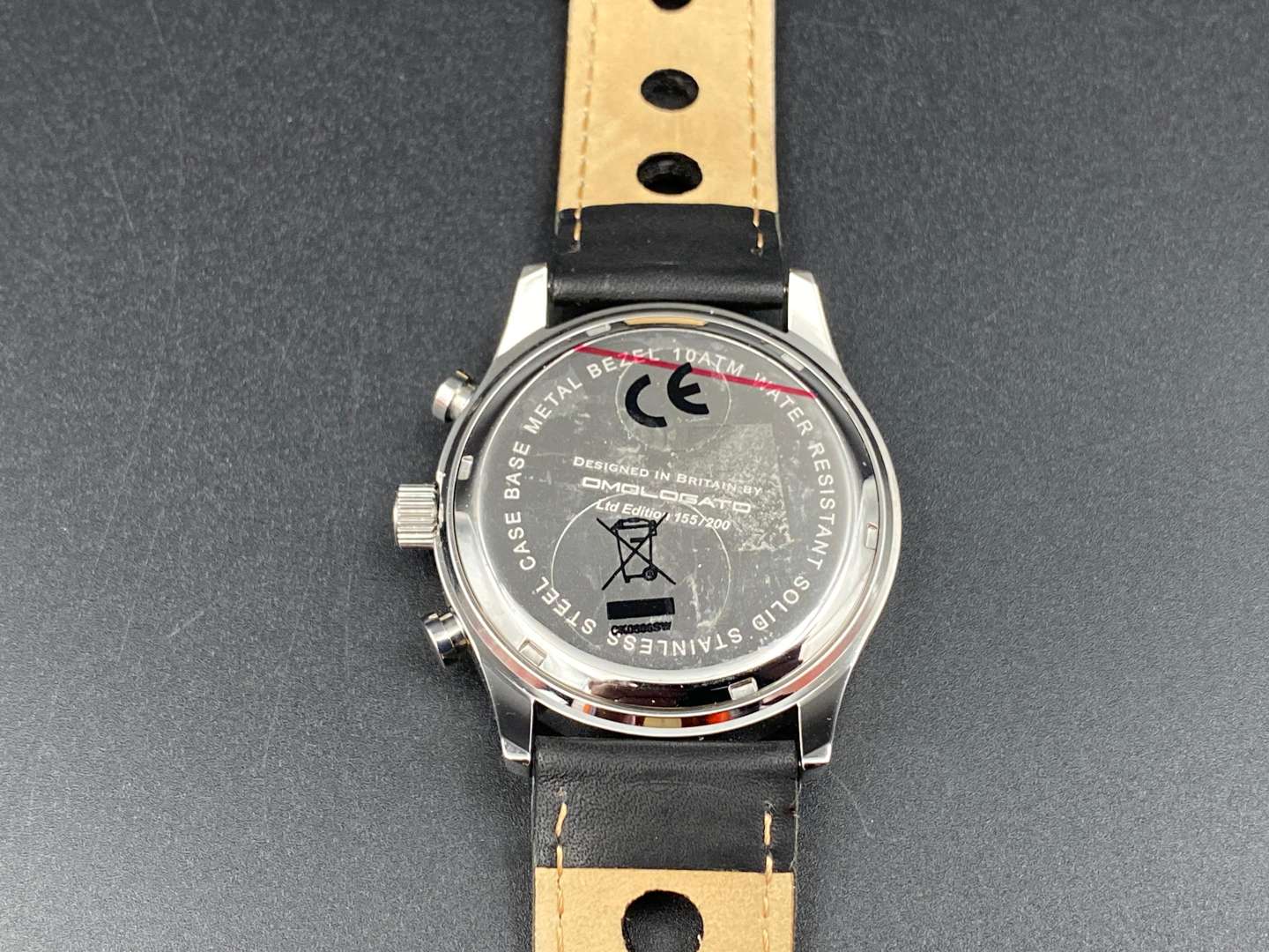 <p>OMOLOGATO, BRG, stainless steel, quartz, chronograph wristwatch,</p>