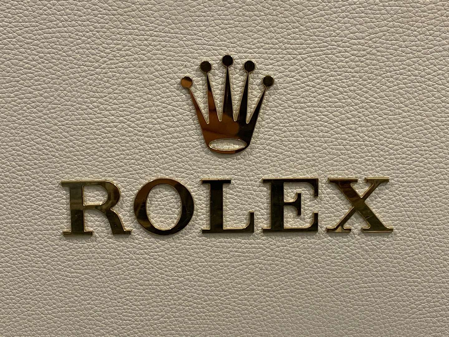 <p>ROLEX, embossed leather covered, point of sale display</p>