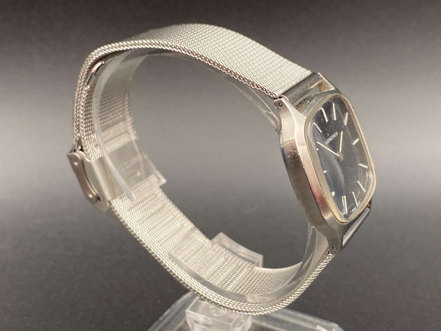 <p>LONGINES, stainless steel, manual wind, TV screen wristwatch</p>